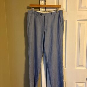 Lauren Ralph Lauren black label Blue 100% Linen Classic slim fit Straight Leg